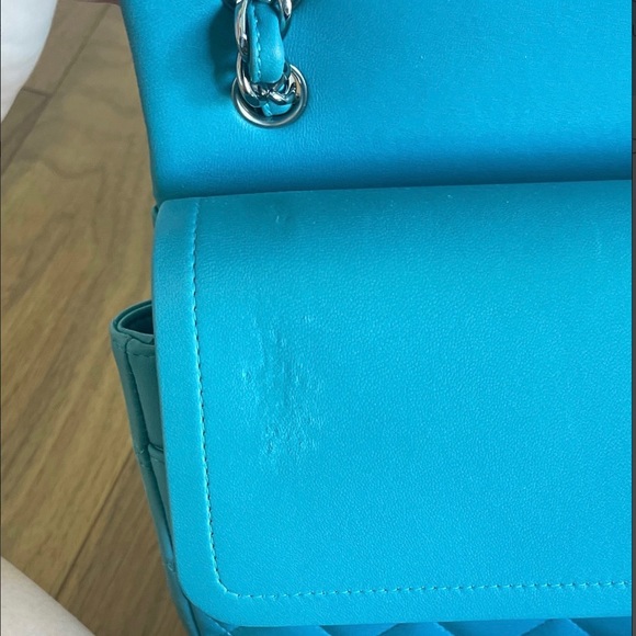 Chanel Jumbo Double Flap Bag Turquoise Blue Lambskin - Picture 14 of 15